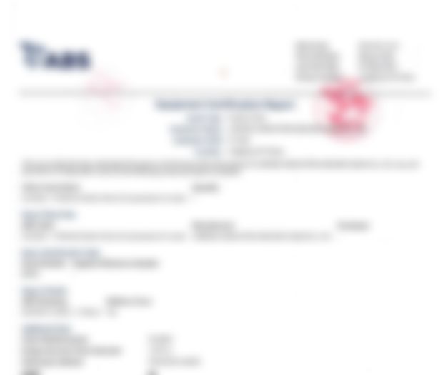 Classification society certificate (ABS), details obscured