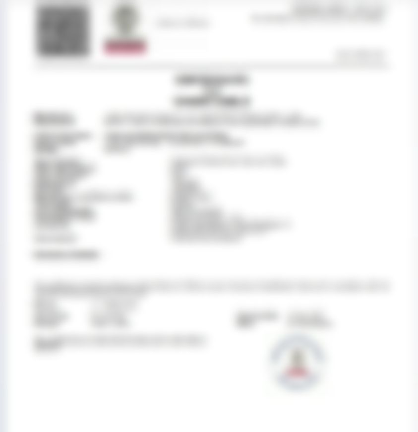 Classification society certificate (BV), details obscured