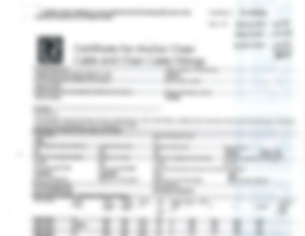 Classification society certificate (LR), details obscured